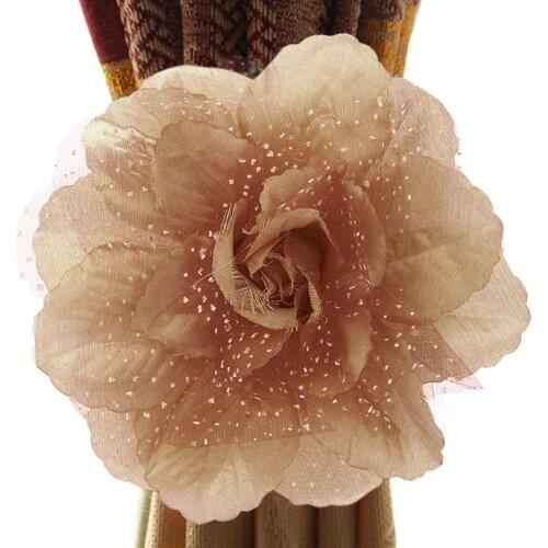 Floral Curtain Clip-on Tie Best Peony Flower Backs Holdback decor Party Decoration Curtain Tieback Belt 2021 XMAS Decorations