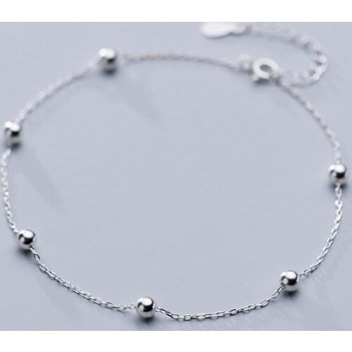 925 Sterling Silver Round Bead Charm Bracelet&Bangle For Women Elegant Party Jewelry Pulseras sl215