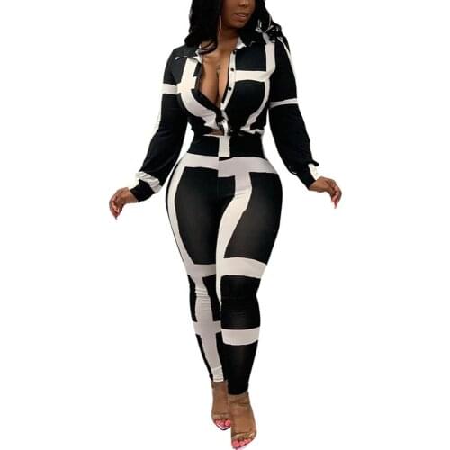 Women Summer Tracksuits Floral Print Stripe Long Sleeve Top Long Pant Two Piece Set Outfits