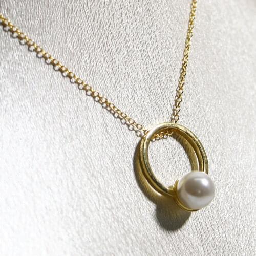 Silver 925 Jewelry US Fashion Pearl Round Necklace S925 Sterling Silver Women Gold 18K