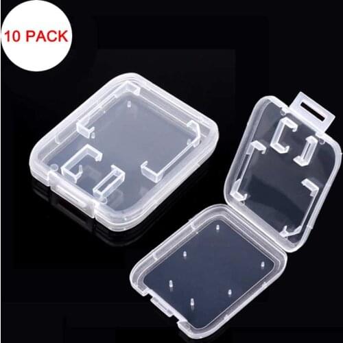 10pcs Memory Card Case Transparent Standard SD SDHC microsd Case TF Protector Holder White Box Carry Storage Wholesale SD Case