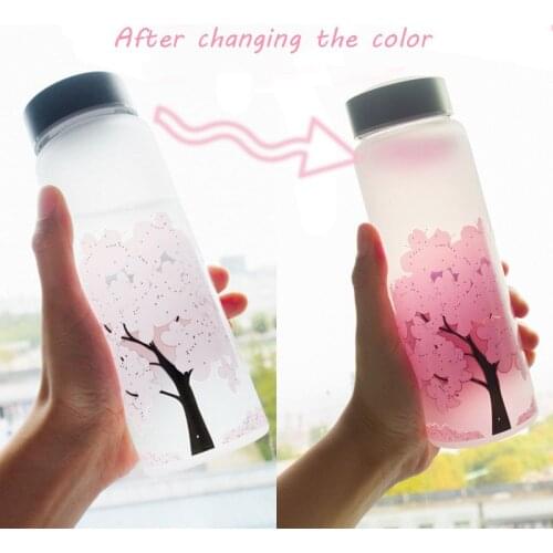 1000 ML Cherry Gradient Color Glass Water Bottle With Protective Bag For Kids Girl Student Cute Fashion Sport Drink Bottles