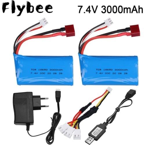 18650 7.4V 3000MAH lipo Battery 20C 2s for Wltoys 12423/10428 /12429/12401/12402/12402A RC Car Spare Parts 7.4V 2S battery