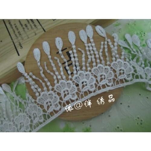 3 Yard/lot Clothes skirts collar tassel trimming lace fabric DIY accessories water soluble embroidery black white 8.5cm