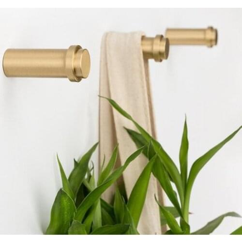 4PCS Brass Wall Hook Coat Hook Hangers Bag Hooks Hat Hangers Curtain Tie Back Hanger Decor Solid Hook Pure Copper JF1911