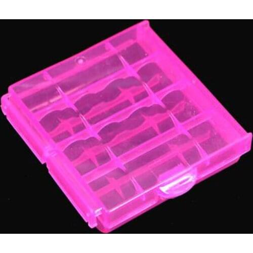 4 pcs/lot Coloful Battery Holder Case 4 AA AAA Hard Plastic Storage Box Cover For 14500 10440 Battery Case