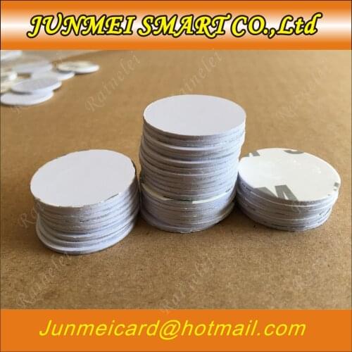 50pcs/100pcs 125khz RFID T5577 3M Adhesive Sticker Coin PVC Card Rewritable Copy Clone Card diameter 25mm