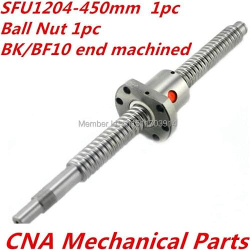 Free shipping 1pc Ball screw SFU1204 450mm+ 1pc RM1204 Ballscrew Ball nut with standard processing for BK10 / BF10