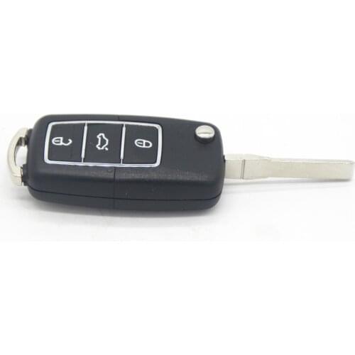 BLACK COLOR 3 BUTTONS UNCUT REMOTE KEY CASE FOB FLIP SHELL FOR VW JETTA BEETLE BORA GOLF POLO PASSAT