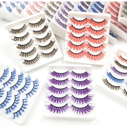 Color Lashes Purple Blue Brown Green Red White Pink Yellow Eyelash Extensions Individual Colored Eyelashes False Mink Eyelashes
