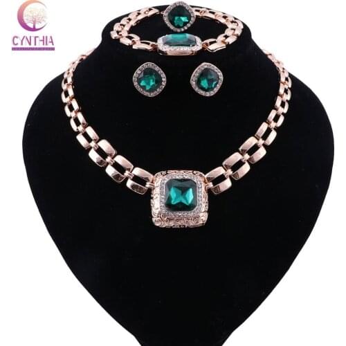 CYNTHIA Wedding Jewelry Sets For Brides Dubai Jewelry Sets Gold Color Turkish Jewelry For Women Necklace Earrings Set