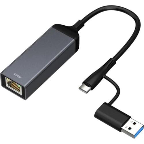 EDUP RJ45 2.5G Ethernet Adapter with USB3.0+Type-C 3.0 Interface 10M/100M/1000M Gigabit Network Card Free Drive