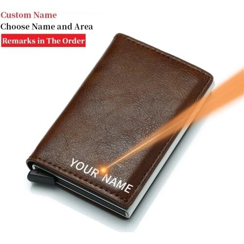 Customize Rfid Card Holder Men Wallets Money Bag Vintage Black Short Purse 2020 Small Leather Slim Wallets Mini Wallets Thin