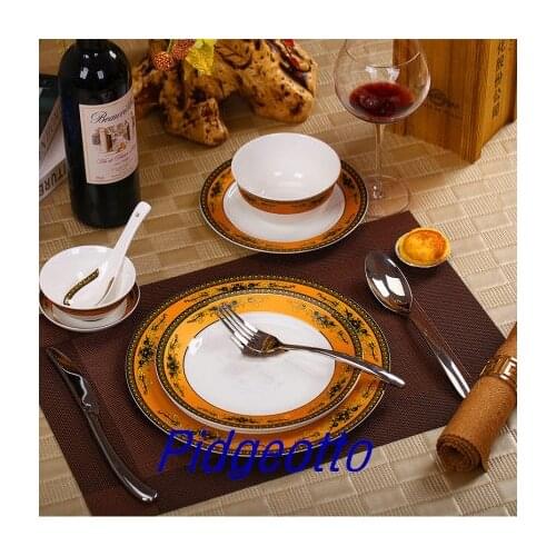 Ceramic Flat Plate Steak Tray Cup And Saucer Bone China Dinnerware Set Elegant Dinner Gold Dish Home Decoration Plate Set 1pcs