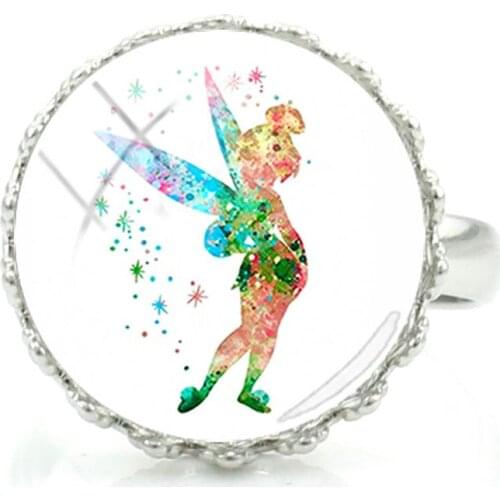 Disney Tinkerbell Princess Cartoon Crown Ring Fashion Design Art Ring Personality Creative Design Jewelry Gifts