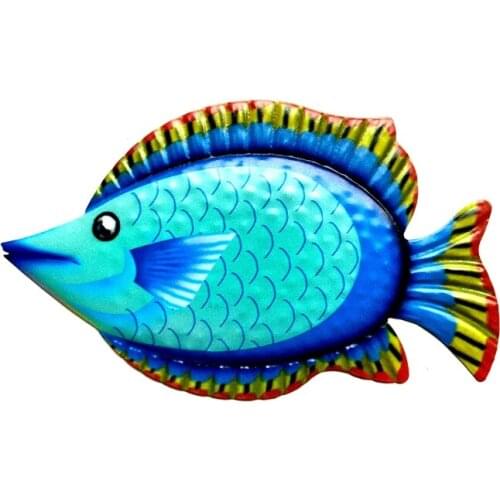 Metal Fish Hanging Wall Decor Art Bathroom Bedroom Sculpture Ornament for Garden Pool Patio Decoration