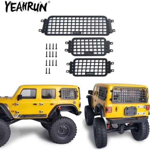 YEAHRUN 3Pcs Metal Stereoscopic Window Mesh Protective Net for Axial SCX24 AXI00002 Jeep 1/24 RC Car Decorations Accessories