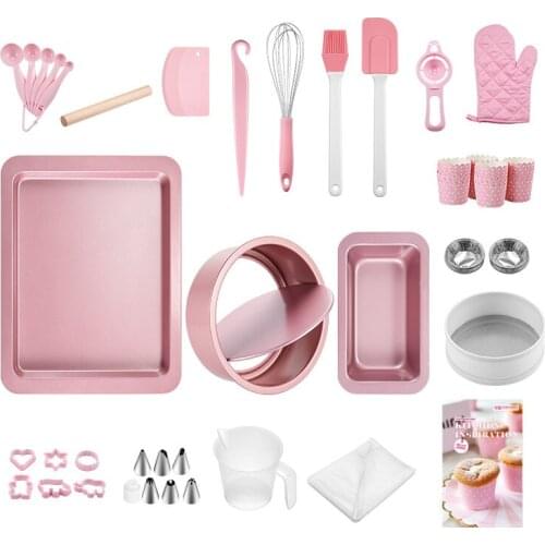 Learning Kitchen Baking tool set household pink 20 piece set oven biscuit Qifeng cake mold