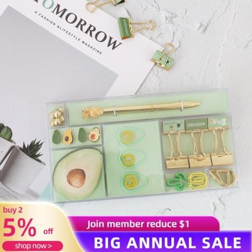 Avocado paper clip set office stationery gel pen paper clip long tail clip set bookmarks paper clips cute drop shipping