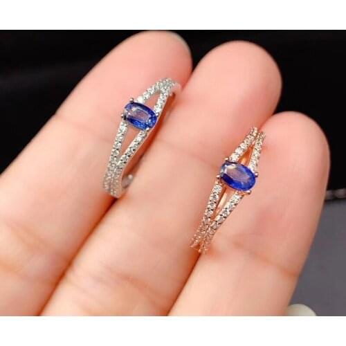 Natural and Real Sapphire Ring 925 Sterling Silver Fine Jewelry Sapphire Ring Birthday Best Gift