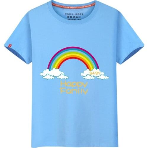 2-8Y Short sleeve boys girls t shirts kids rainbow cotton summer tees casual children stripe tops hot sale boy clothes wholesale