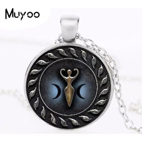 1pcs Triple Moon Goddess jewelry Glass Cabochon Necklace HZ1