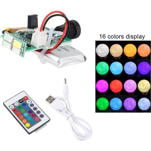 16 Colors 1W LED Moon Lamp Board 3D Printer Parts Remote Control Board Touch Sensor With Battery Circuit Panel USB Charging