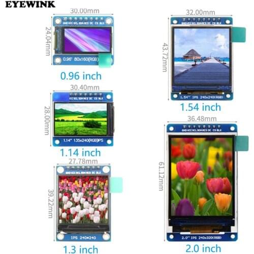 TFT Display 0.96 1.3 1.14 1.54 2.0 inch IPS 7P SPI HD 65K Full Color LCD Module ST7735 / ST7789 Drive IC 80*160 240*240
