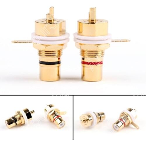 Areyourshop Sale 20 Pcs CMC Copper Plated RCA Female Phono Jack Panel Chassis Connector Red Black High Quality