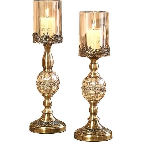 Luxury American Crystal Candle Stand Glass Table Candle Holders Model Room Hotel Dinner Metal High-end Candelabros Decor