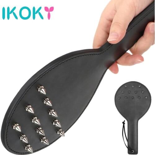 IKOKY PU Leather Sex Rivet Whip Flirting Adult Games Slave Paddle SM Bondage Sex Toys for Couples Eortic Products