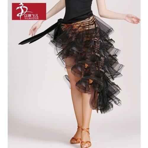 Sexy Red Leopard Latin Dance Skirts Dancewear Tango Skirt Salsa Cha Cha Professional Rumba Practice skirt Dancing Dress Costumes