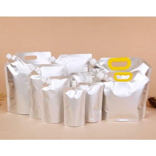 Stand Up Spout Liquid Bag Reusable Durable Aluminum Foil Bag Beer Juice Drink Bag Sealed Packaging Bag Portable 20pcs/lot