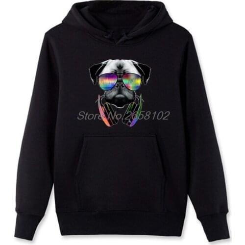 New Personalized Music Lover Pug Mens Hoodie Casual Male Cotton Sweatshirt Coats Tops Funny Harajuku Streetwear Fitness