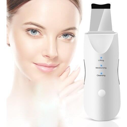 Ultrasonic Skin Scrubber Facial Cleaner Ion Acne Blackhead Remover Peeling Shovel Cleaner Facial Massager Face Lift Machine