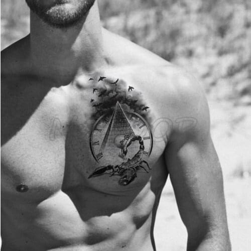 Temporary Tattoo Stickers Scorpion Pyramid Roman Bell Fake Tatto Waterproof Tatoo Back Leg Arm Belly Big Size for Women Men Girl