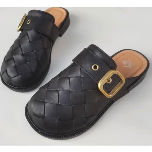 Womens Mules Slip on Loafers 100% Genuine Leather Woman Flats 2011 Summer Womens Flat Shoes Female Footwear