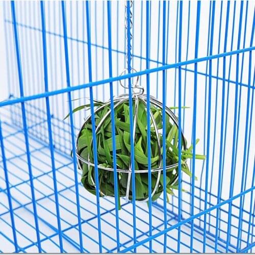 1pc Dia 8cm Stainless Steel Forage Hanging Ball Hamster Rabbit Guinea Pig Chinchill Feeding Bowl Eating Feeder Grass Rack
