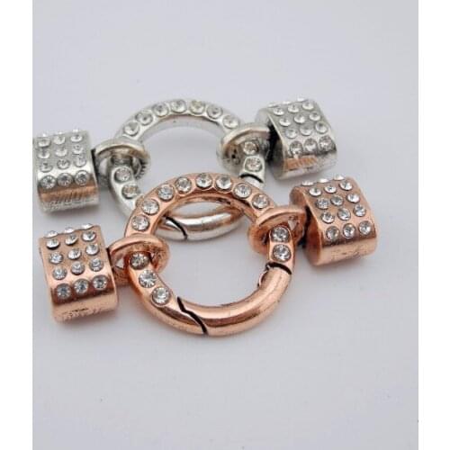 5Sets 9.7mmx5.8mm Ring Toggle Spring Ring Licorice Clasp With Clear Rhinestone Jewelry Findings Free Shipping--CLP1236
