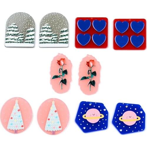 100PCS/lot Christmas Tree Earth Love Flowers Jewelry Accessories Hand Made Earrings Connectors DIY Pendant Components Charms