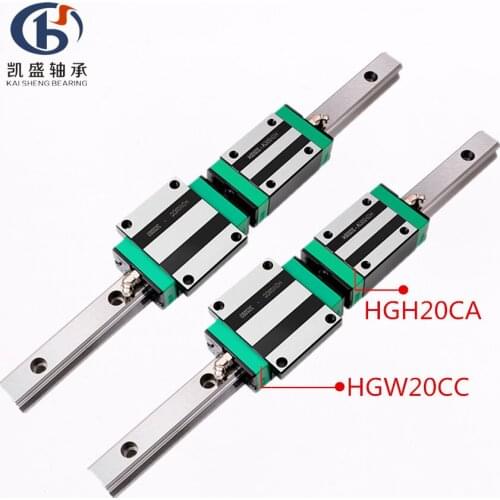 2pc HGR20 HGH20 Square Linear Guide Rail L=200mm-1050mm +4 pc slide bearing block HGH20CA/flang HGW20CC CNC Router Engravin