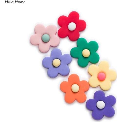 20pcs Cute Flower Flatback Resin Cabochons Handmade Scrapbook Crafts Headswear Accessories Apparel Jewelry Phone Case Decor 25mm