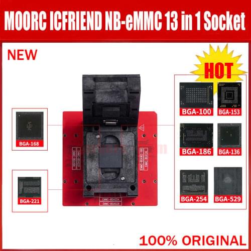 2020 NEW Emate box E-mate X EMMC BGA 13 IN 1 socket Adapter Support BGA100/136/168/153/169/162/186/221/529/254 for Easy jtag plu