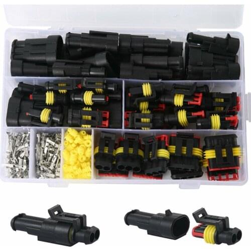 408pcs/33 Set Car Wire Connector Plugs 1-4 Poles 300V 12A Cable Accessories Waterproof Cable Connection Truck Harness