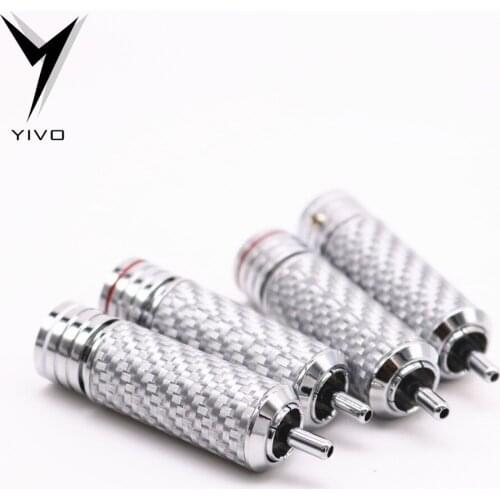 8pcs GuangZhou YIVO OEM Rhodium plated Copper Carbon Fiber Shell 10mm RCA Audio Plug Connector Jack for 6~10mm cable