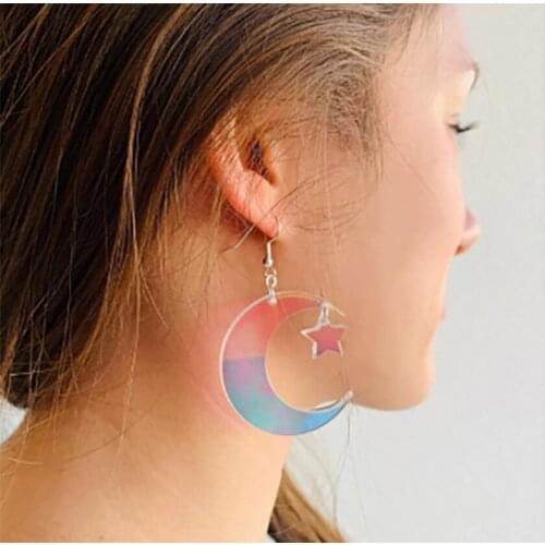 Acrylic earrings fish bone little ghost fashion exaggerated cute jewelry heart-shaped devil head smiley face plastic bag