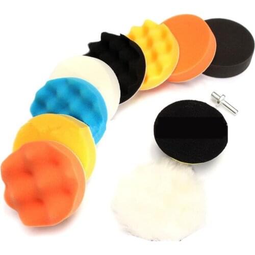 3 inch Car Polishing Pad 7Pcs 11Pcs Self-Adhesive Buffing Waxing Sponge Wool Wheel Polish Pad Kit For Car Polisher Drill Adapter