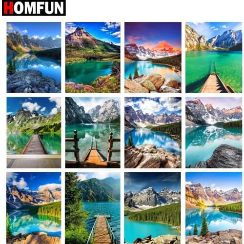 HOMFUN Full Square/Round Drill 5D DIY Diamond Painting "Seaside mountain" Embroidery Cross Stitch 5D Home Decor Gift