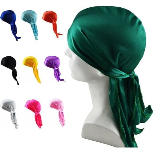 Unisex Durags Hiphop Bandana Pirate Cap Du Doo Rag Headbands Biker Turban Headwear Long Tail Women Hair Accessories Silky Durag
