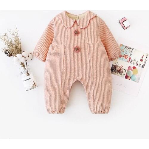 Baby onesies winter clothes outing romper sweet and cute onesies cotton long-sleeved baby girl romper